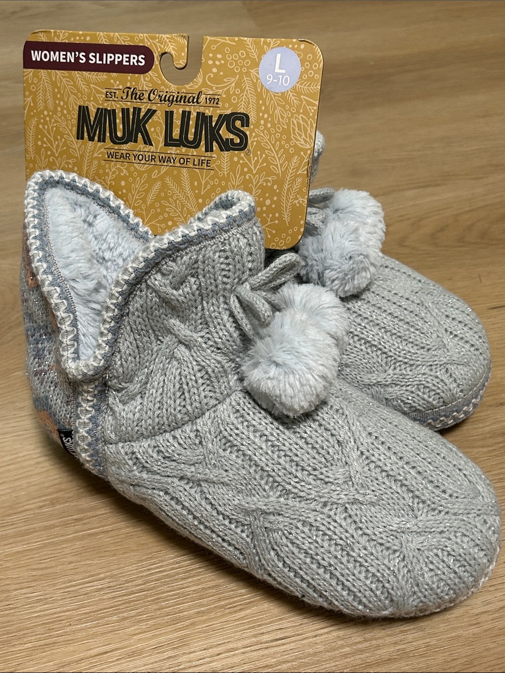 Muk Luks Amira Slipper Womens Memory Foam Slip-On Slippers Size L 9-10 New-NWT